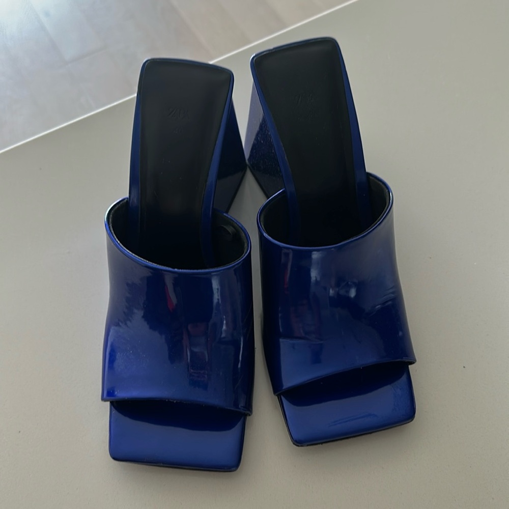 Zara Blue Women's Heels Mules - Picture 4 of 6